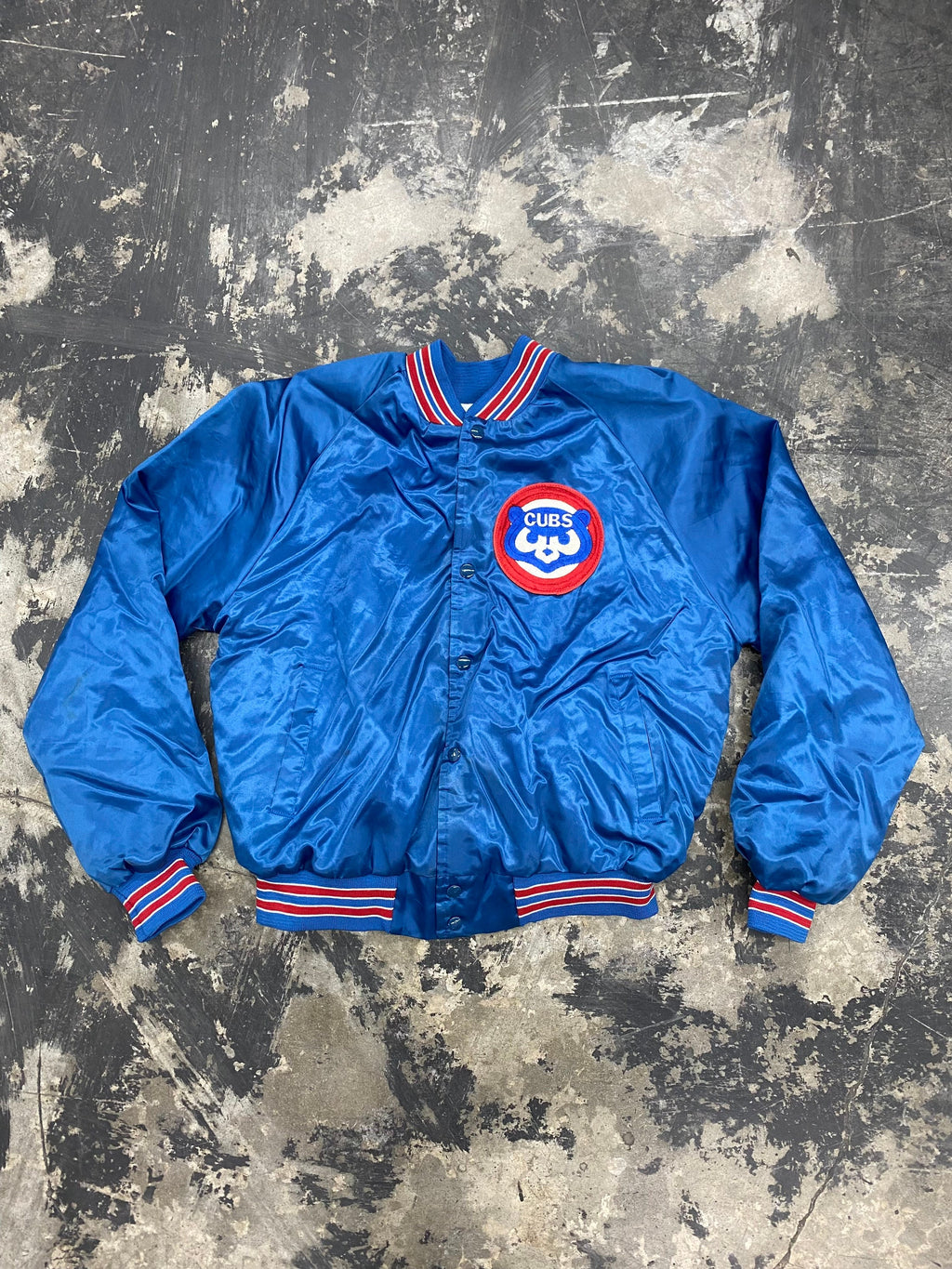 Vintage Chicago Cubs boys rain jacket blue 100% nylon pockets Size