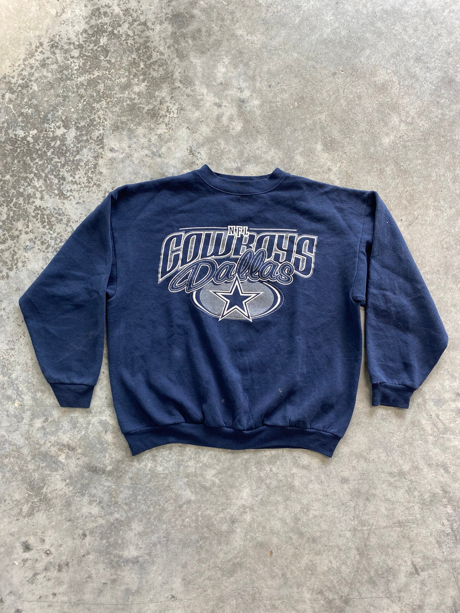 Vintage Dallas Cowboys Helmet Sweatshirt Crewneck Size XL Blue 90s NFL