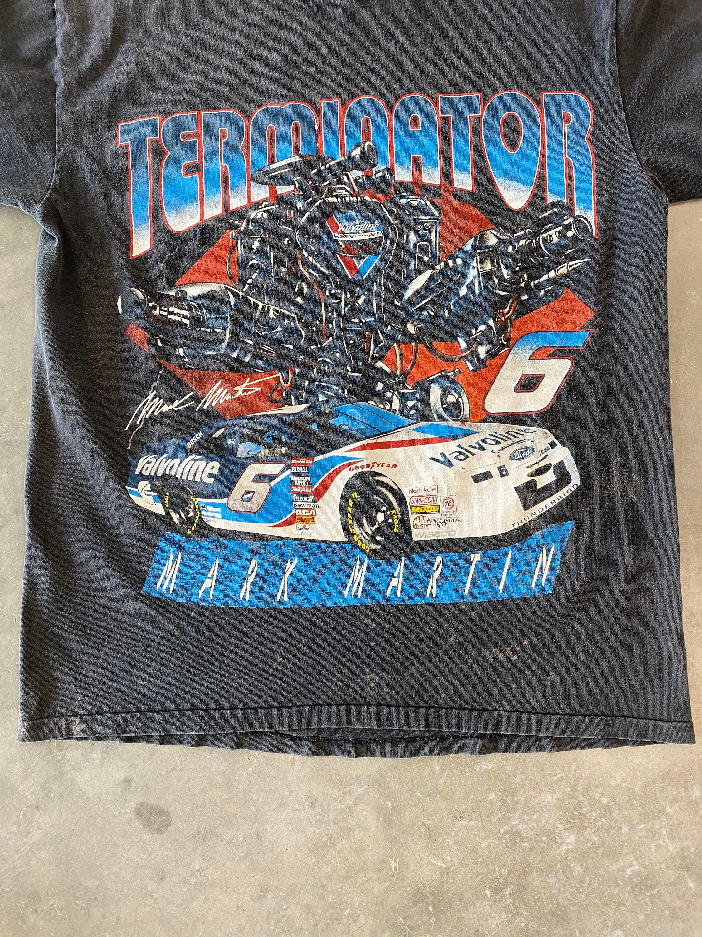 Vintage 90s Mark Martin Terminator Nascar T-Shirt Size Large